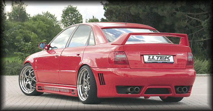 Rieger RS full rear bumper for the Audi A4 B5 - Sedan shown with vents and Rieger RS full rear bumper for the Audi A4 B5 - Sedan shown with vents and