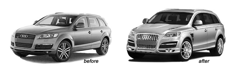 Comparison image of Stock Q7 and Styling from Hofele Design