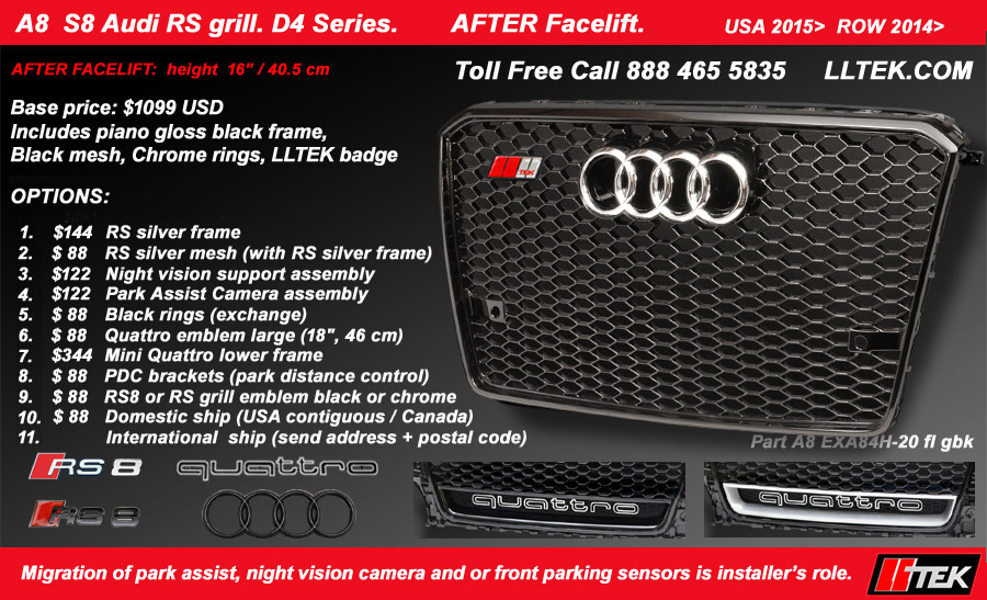 Replacement And Aftermarket Styling Grills For Audi A8 And Audi S8