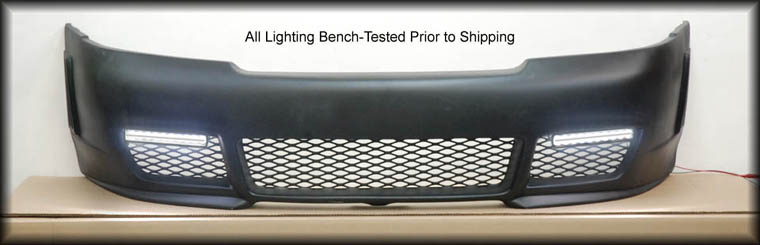 unpainted RSR shown with LED DRLs testing