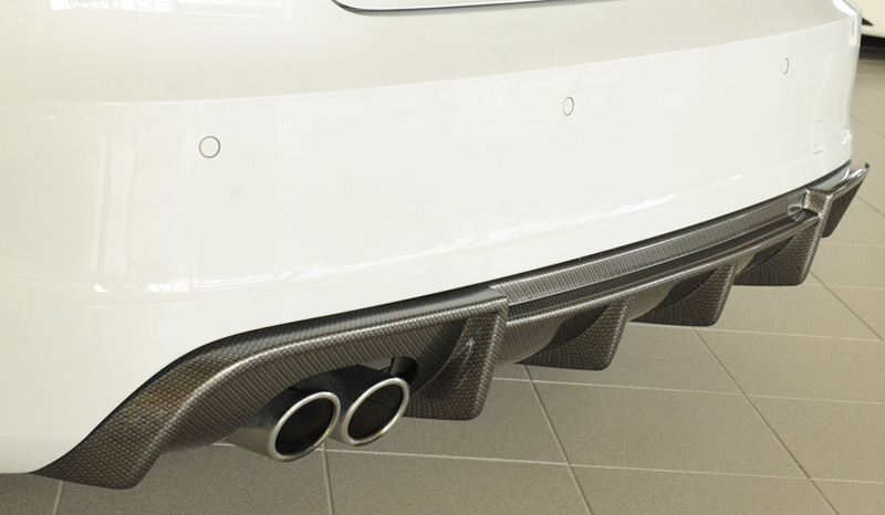 rear bumper insert for Audi A3 8V carbon fibre look twin tip left exhausts image audi A3 8V rear bumper insert