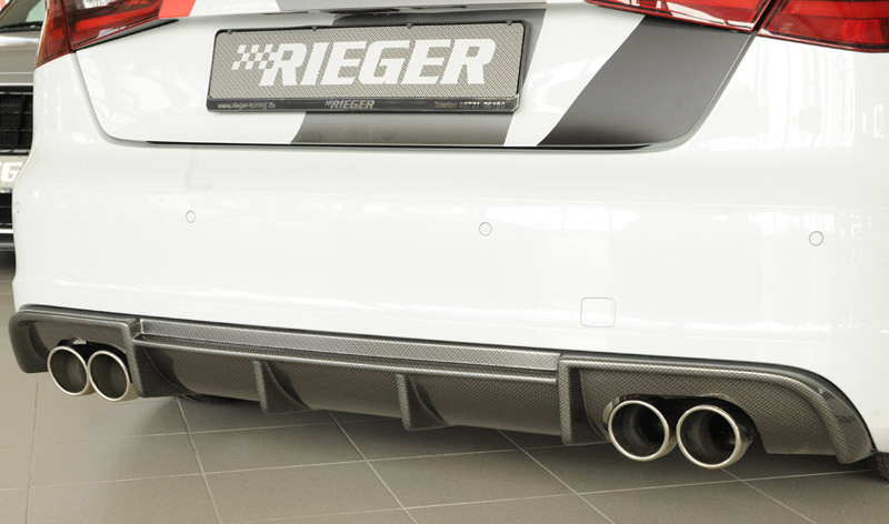 rear bumper insert in carbon fibre look for Audi A3 8V quad tip exhausts image audi A3 8V rear bumper insert