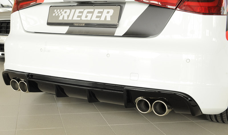 rear bumper insert in cgloss black for Audi A3 8V quad tip exhausts image audi A3 8V rear bumper insert
