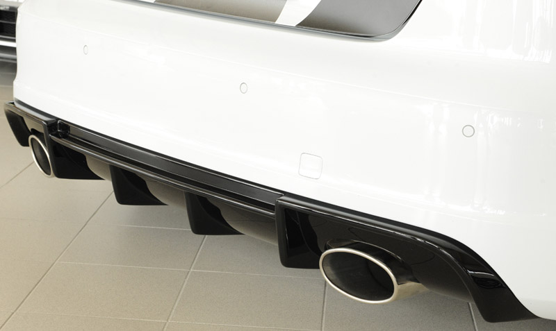 rear bumper insert in gloss black for Audi A3 8V oval tip exhausts image audi A3 8V rear bumper insert