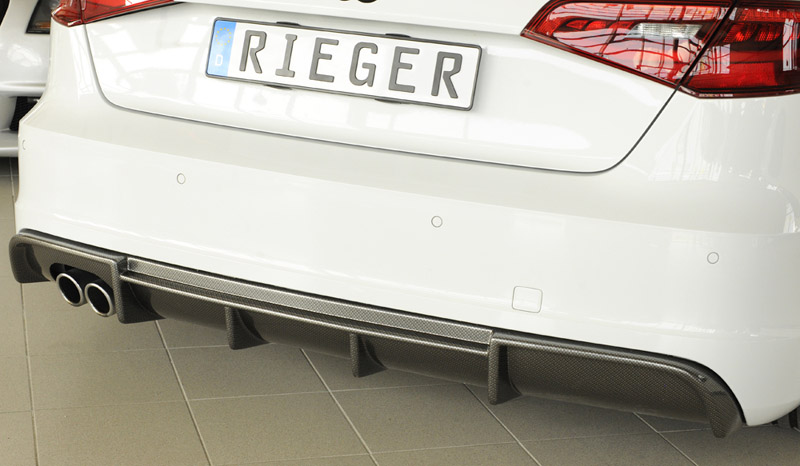 rear bumper insert in carbon fibre look for Audi A3 8V twin tip exhausts image audi A3 8V rear bumper insert
