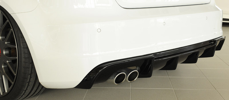 rear bumper insert in gloss black look for Audi A3 8V twin tip exhausts image audi A3 8V rear bumper insert