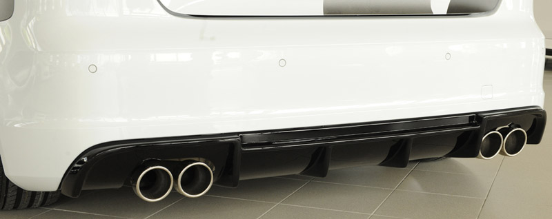 rear bumper insert in gloss black finish for Audi A3 8V quad tip exhausts image audi A3 8V rear bumper insert