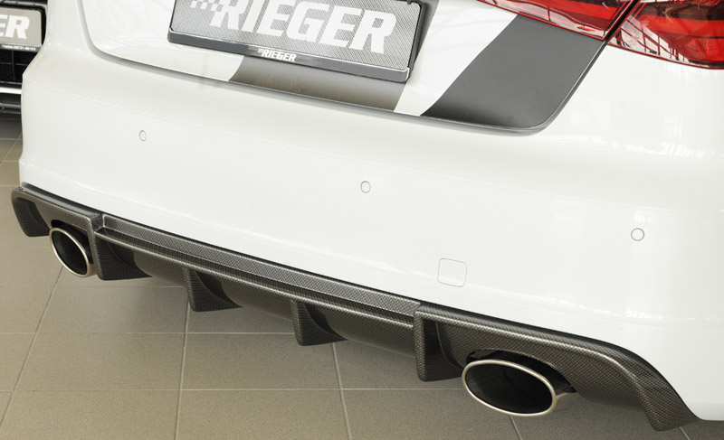 rear bumper insert in carbon fibre look for Audi A3 8V racing oval exhausts image audi A3 8V rear bumper insert