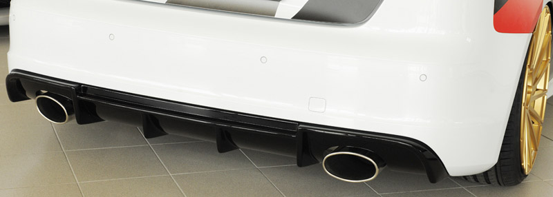 rear bumper insert in gloss black finish for Audi A3 8V racing oval exhausts image audi A3 8V rear bumper insert