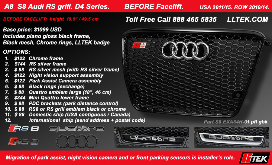 aftermarket grille audi a8 d4