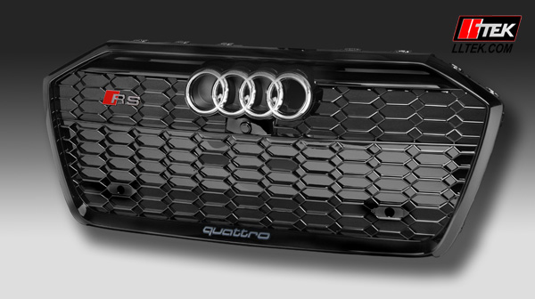 Glossy Black RS6 Style Front Grille Emblem - Fits A6 S6 RS6, Direct Replacement