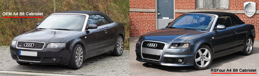 Comparison of unmodified Audi A4 B6 cabriolet with Hofele RSFour Bodykit